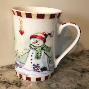 Festive Snowman Mug - White and Red